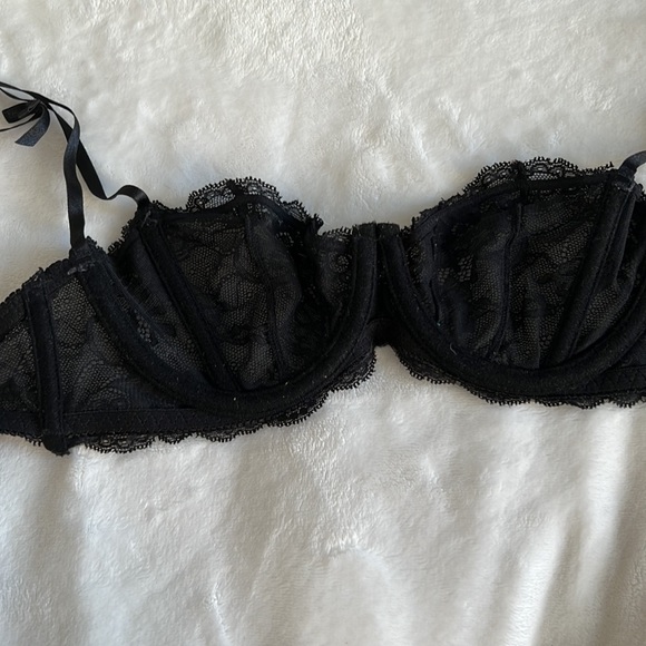 Forever 21 Black Lace Bow Strap Adjustable See through Sexy Bra - Picture 5 of 7